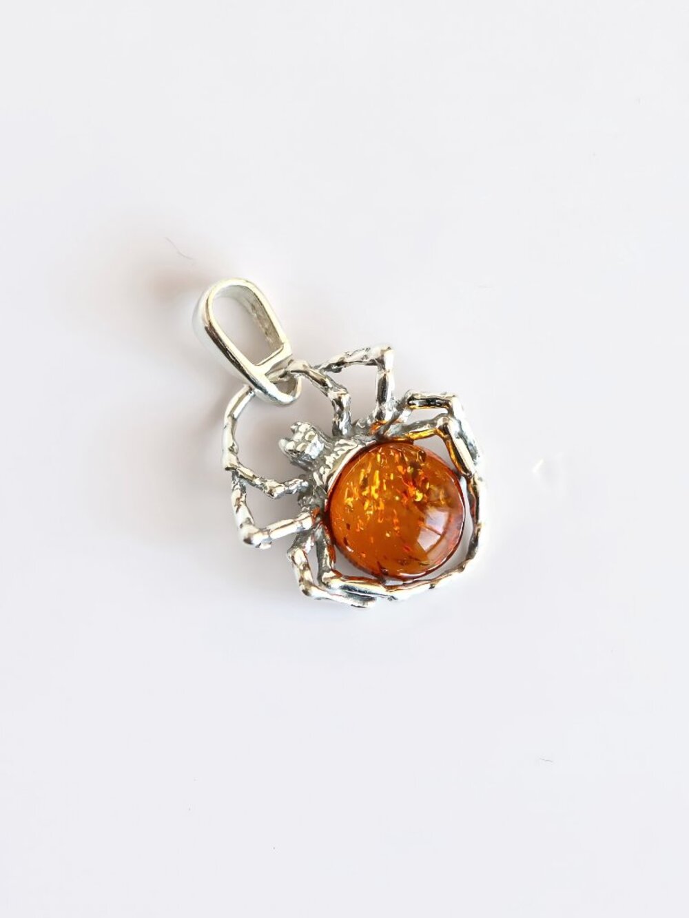 Baltic Amber Spider Pendant in Sterling Silver
